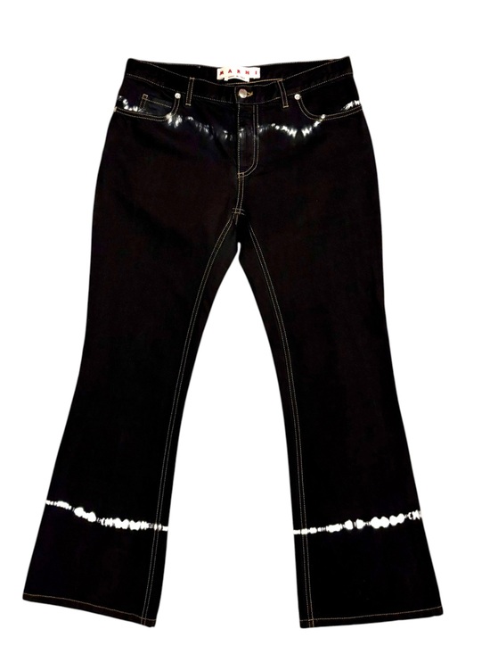 Marni Denim - Marni Black Tie-Dye Garment-Dyed Bull Denim Flare Jeans IT 42 Italy